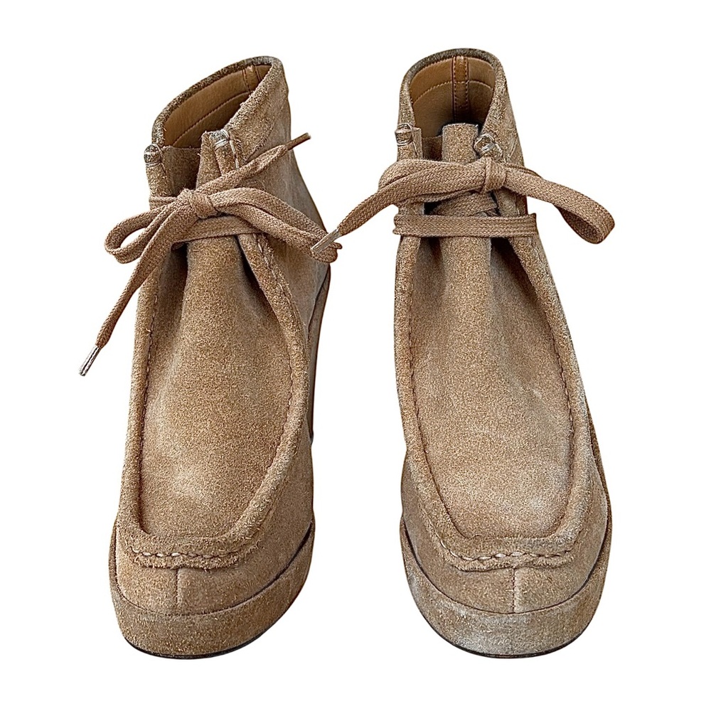 BALENCIAGA Sand Suede Lace Up Wedge Heels - Picture 6 of 14
